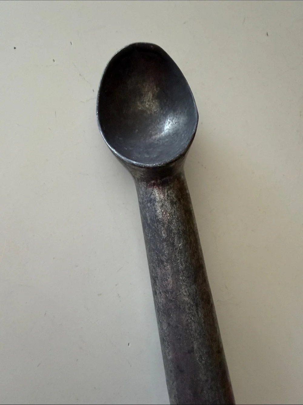 Vintage Aluminum Primitive Metal Ice Cream Scoop